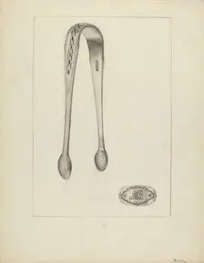 Silver Sugar Tongs, 1935/1942. Creator: Anthony Zuccarello