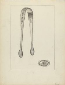 Silver Sugar Tongs, 1935/1942. Creator: Anthony Zuccarello