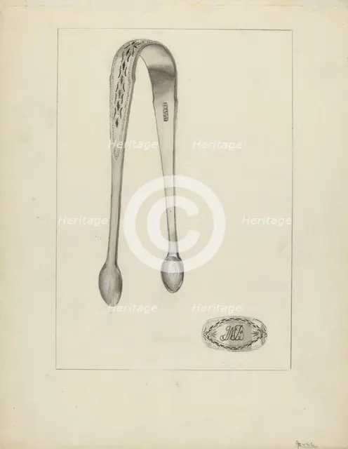 Silver Sugar Tongs, 1935/1942. Creator: Anthony Zuccarello.