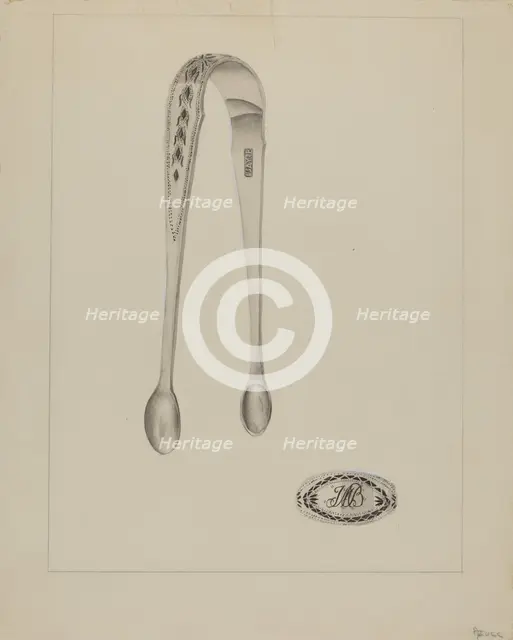 Silver Sugar Tongs, c. 1936. Creator: Anthony Zuccarello.