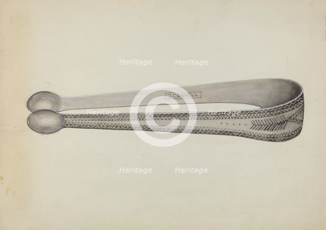 Silver Sugar Tongs, c. 1936. Creator: John R. Towers.