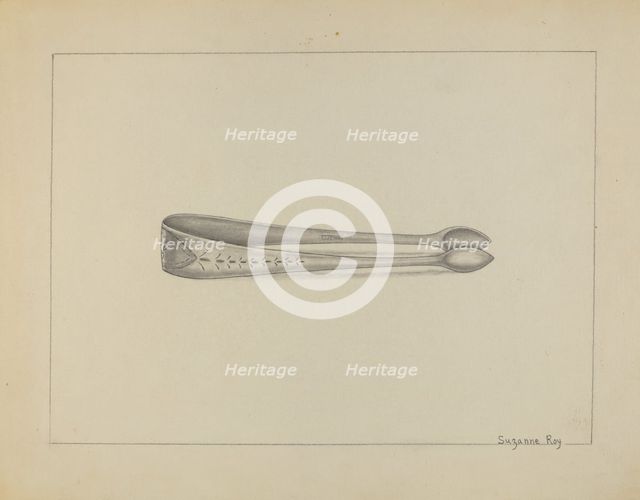 Silver Sugar Tongs, c. 1936. Creator: Suzanne Roy.