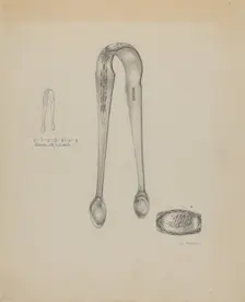 Silver Sugar Tongs, c. 1937. Creator: Grace Halpin