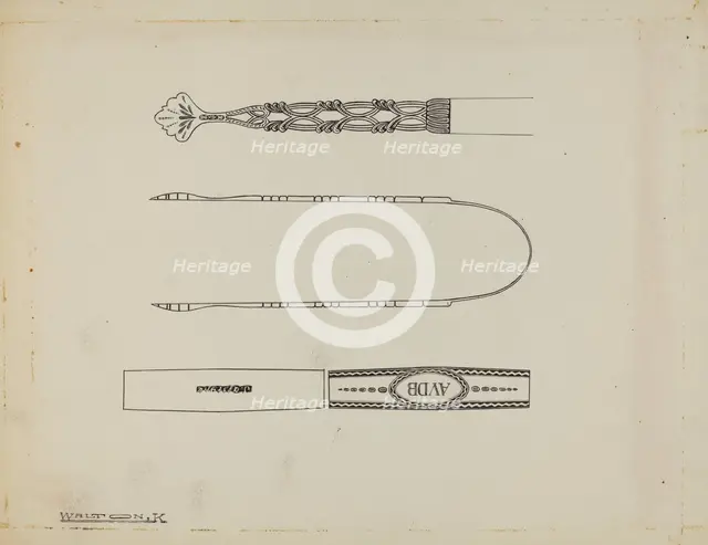 Silver Sugar Tongs, c. 1939. Creator: Kalamian Walton.