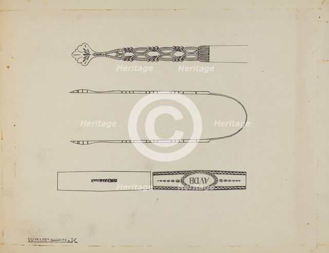 Silver Sugar Tongs, c. 1939. Creator: Kalamian Walton.