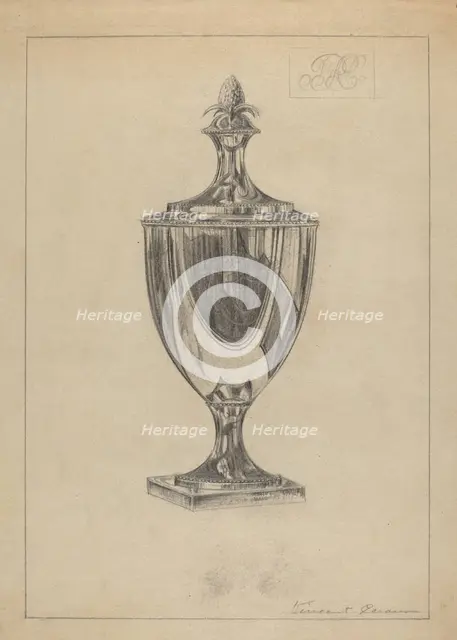 Silver Sugar Urn, c. 1936. Creator: Vincent Carano.