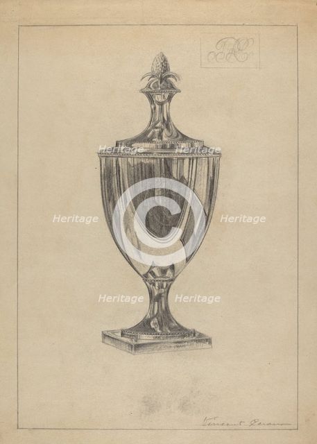Silver Sugar Urn, c. 1936. Creator: Vincent Carano.