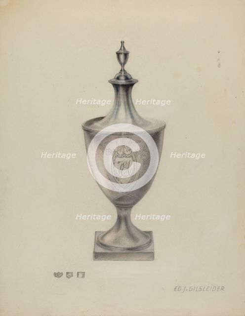 Silver Sugar Urn, c. 1940. Creator: E. J. Gilsleider.
