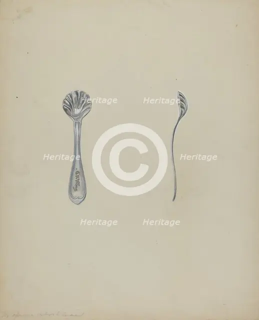 Silver Salt Spoon, 1935/1942. Creator: Anthony Zuccarello.