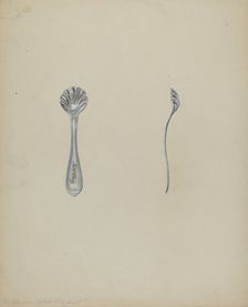 Silver Salt Spoon, 1935/1942. Creator: Anthony Zuccarello