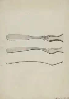 Silver Salt Spoon, c. 1936. Creator: John R. Towers