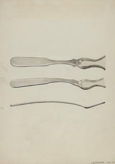 Silver Salt Spoon, c. 1936. Creator: John R. Towers