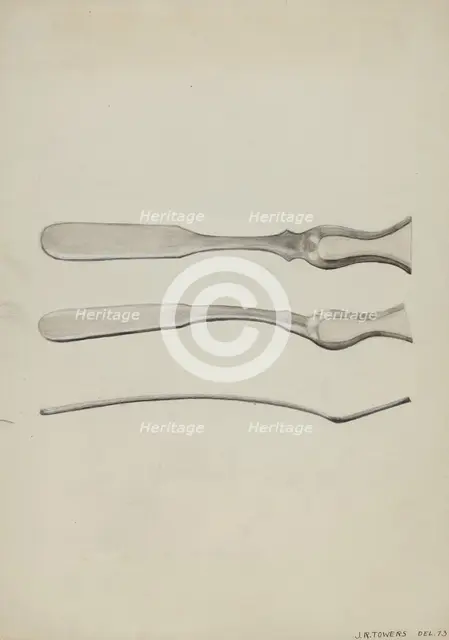 Silver Salt Spoon, c. 1936. Creator: John R. Towers.