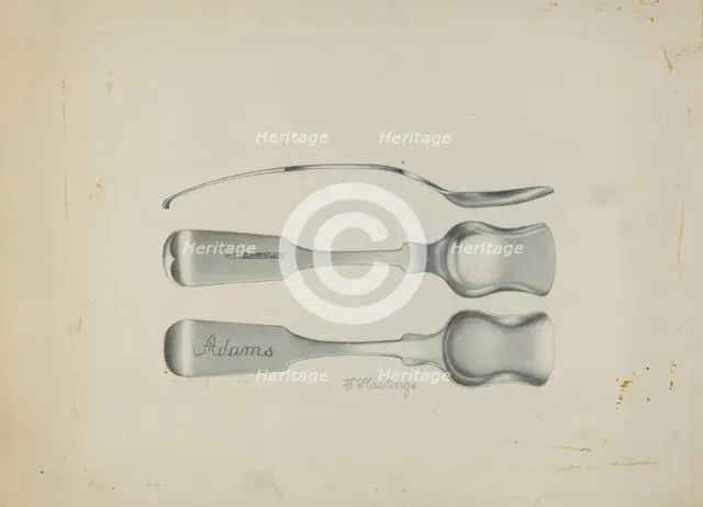 Silver Salt Spoon, c. 1937. Creator: Florence Hastings.