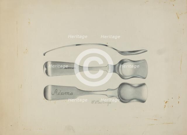 Silver Salt Spoon, c. 1937. Creator: Florence Hastings.