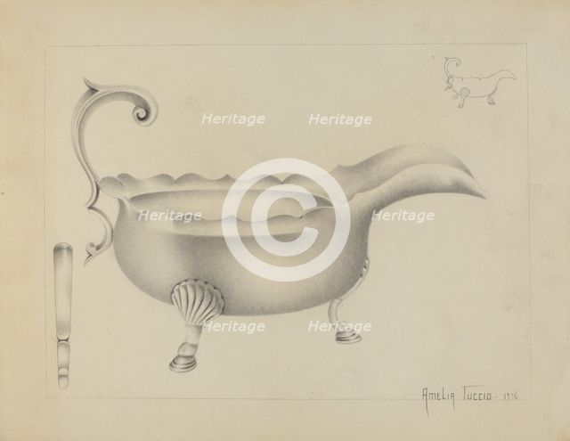 Silver Sauce Boat, 1936. Creator: Amelia Tuccio.