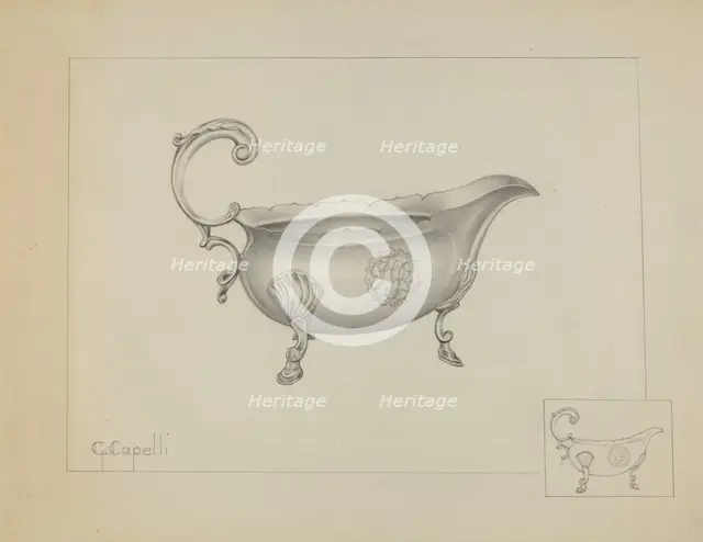 Silver Sauce Boat, c. 1936. Creator: Giacinto Capelli.