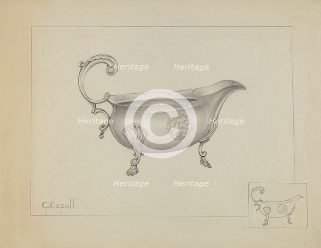 Silver Sauce Boat, c. 1936. Creator: Giacinto Capelli.
