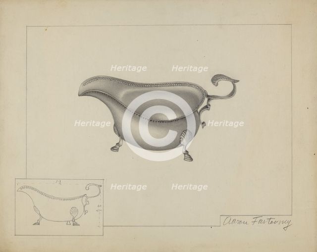 Silver Sauce Boat, c. 1937. Creator: Aaron Fastovsky.