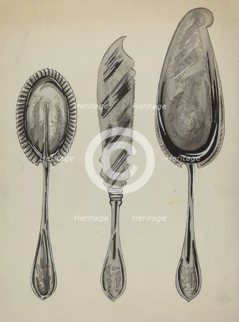 Silver Serving Set, c. 1936. Creator: Ellen Duncan.