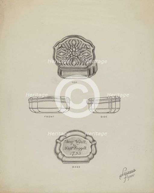 Silver Snuff Box, c. 1939. Creator: Lawrence Flynn.