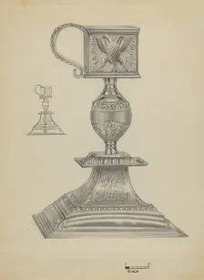 Silver Snuffer Stand, c. 1936. Creator: Michael Fenga