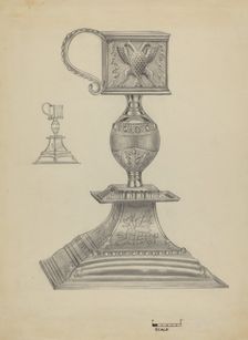 Silver Snuffer Stand, c. 1936. Creator: Michael Fenga