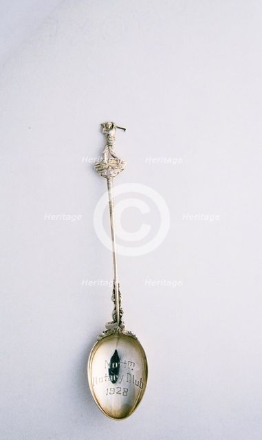 Silver spoon with golfer motif, British, c1910-c1930. Creator: Unknown.