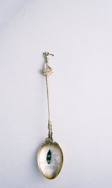 Silver spoon with golfer motif, British, c1910-c1930. Creator: Unknown