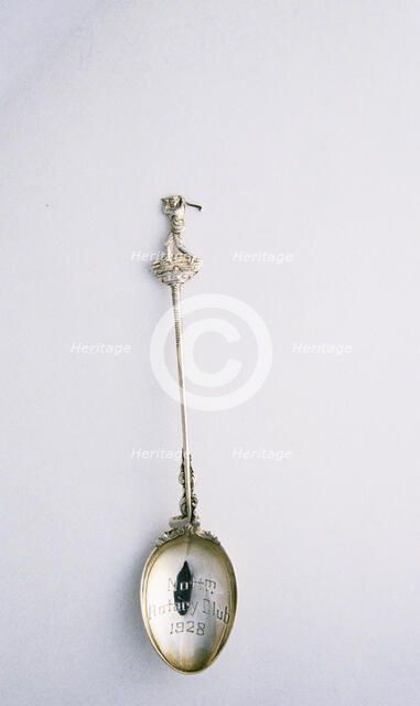 Silver spoon with golfer motif, British, c1910-c1930. Artist: Unknown