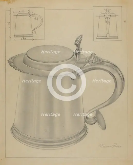 Silver Tankard, 1935/1942. Creator: Horace Reina.