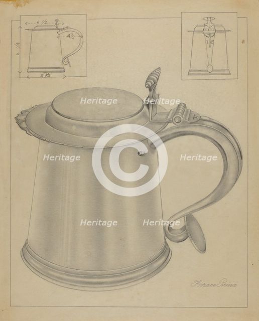 Silver Tankard, 1935/1942. Creator: Horace Reina.