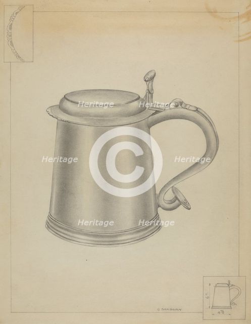 Silver Tankard, c. 1936. Creator: Gordon Sanborn.