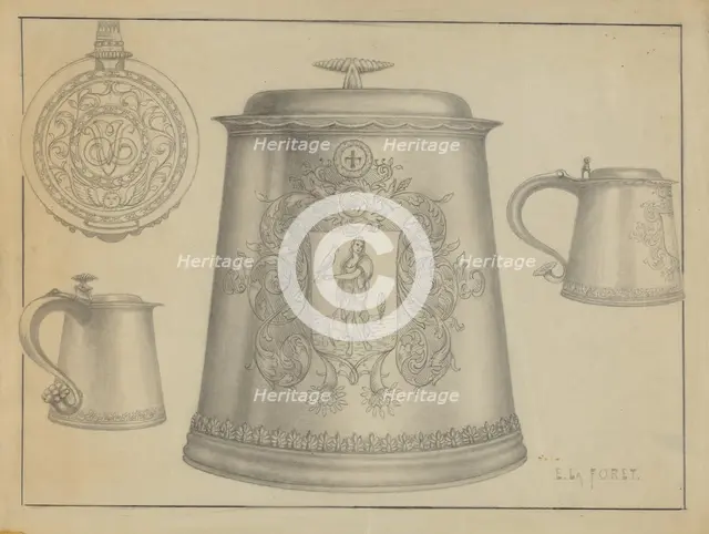 Silver Tankard, c. 1936. Creator: Eugene La Foret.