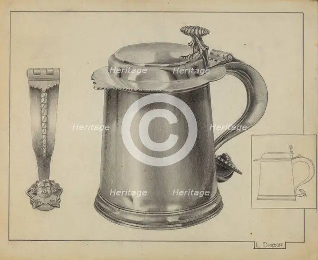 Silver Tankard, c. 1936. Creator: Leo Drozdoff.