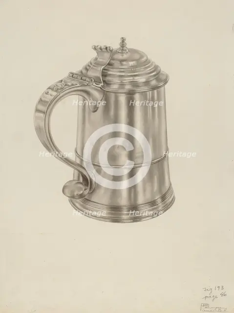 Silver Tankard, c. 1938. Creator: Palmyra Pimentel.