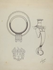 Silver Tankard: Details, c. 1938. Creator: Lawrence Flynn