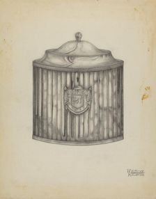 Silver Tea Caddy, c. 1936. Creator: Kalamian Walton