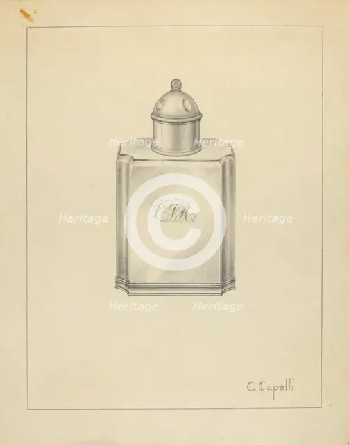 Silver Tea Caddy, c. 1939. Creator: Hester Duany.