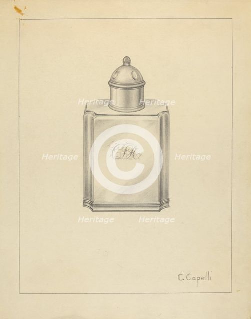 Silver Tea Caddy, c. 1939. Creator: Hester Duany.