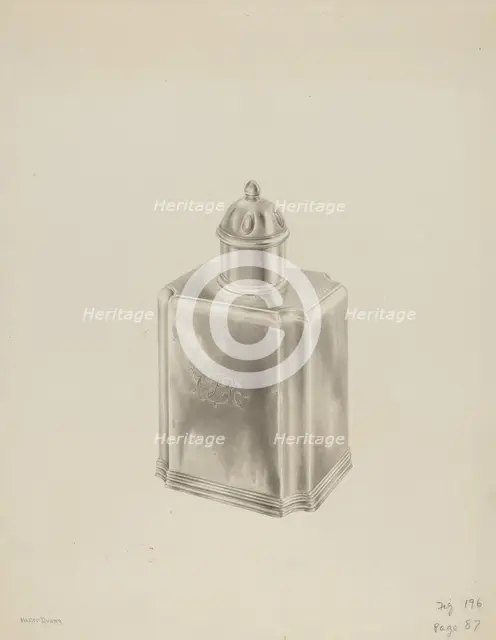 Silver Tea Caddy, c. 1939. Creator: Hester Duany.