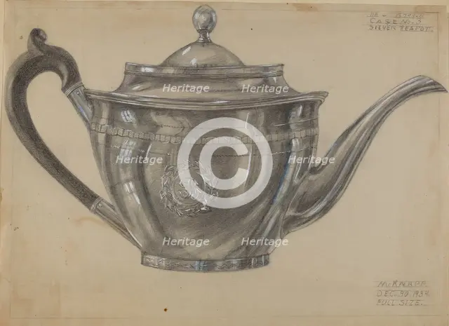 Silver Teapot, 1934. Creator: Margaret Knapp.