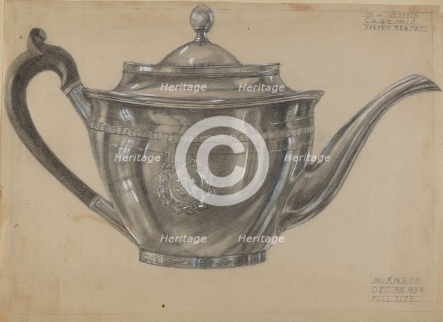 Silver Teapot, 1934. Creator: Margaret Knapp.