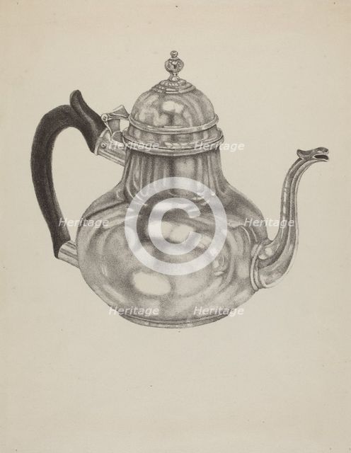 Silver Teapot, 1935/1942. Creator: Unknown.