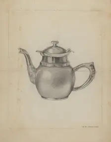 Silver Teapot, 1935/1942. Creator: Walter W. Jennings