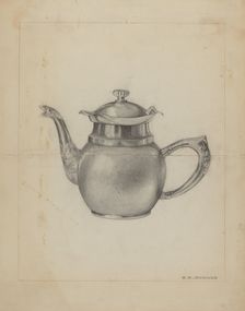 Silver Teapot, 1935/1942. Creator: Walter W. Jennings