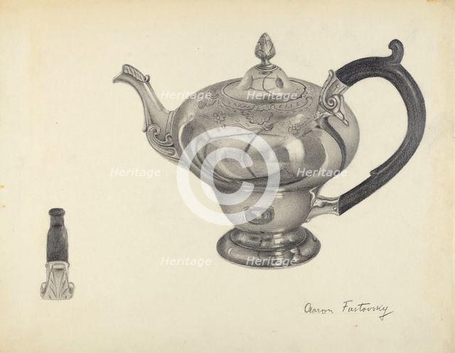 Silver Teapot, 1935/1942. Creator: Aaron Fastovsky.