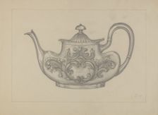 Silver Teapot, 1935/1942. Creator: Arthur Wegg
