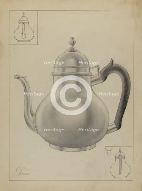 Silver Teapot, 1935/1942. Creator: Clayton Braun.