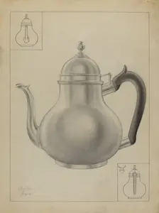 Silver Teapot, 1935/1942. Creator: Clayton Braun